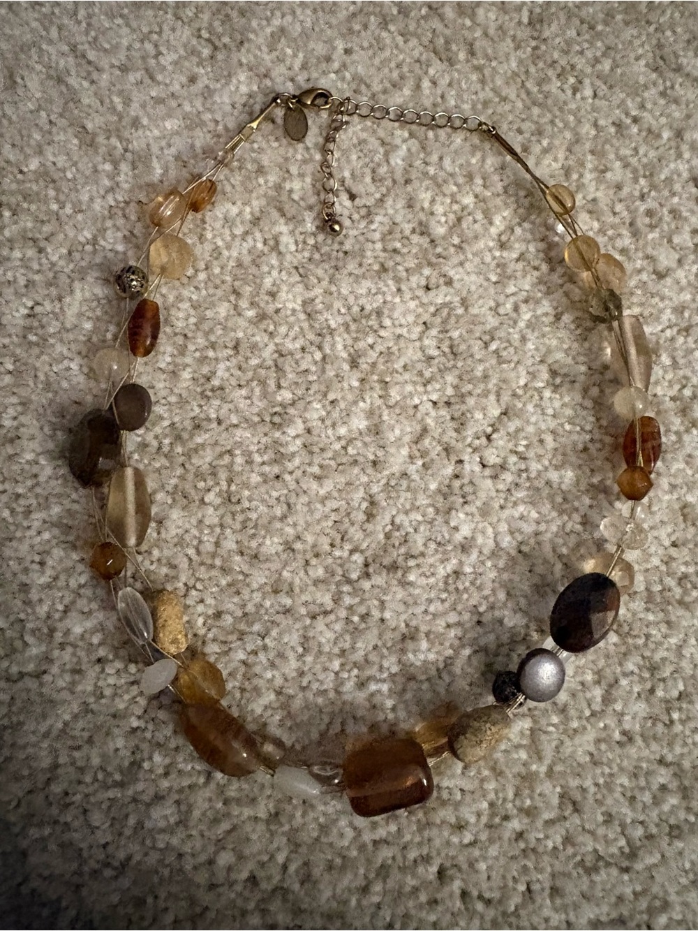 Lia Sophia Beaded Multi-Tone Brown and Gold Necklace